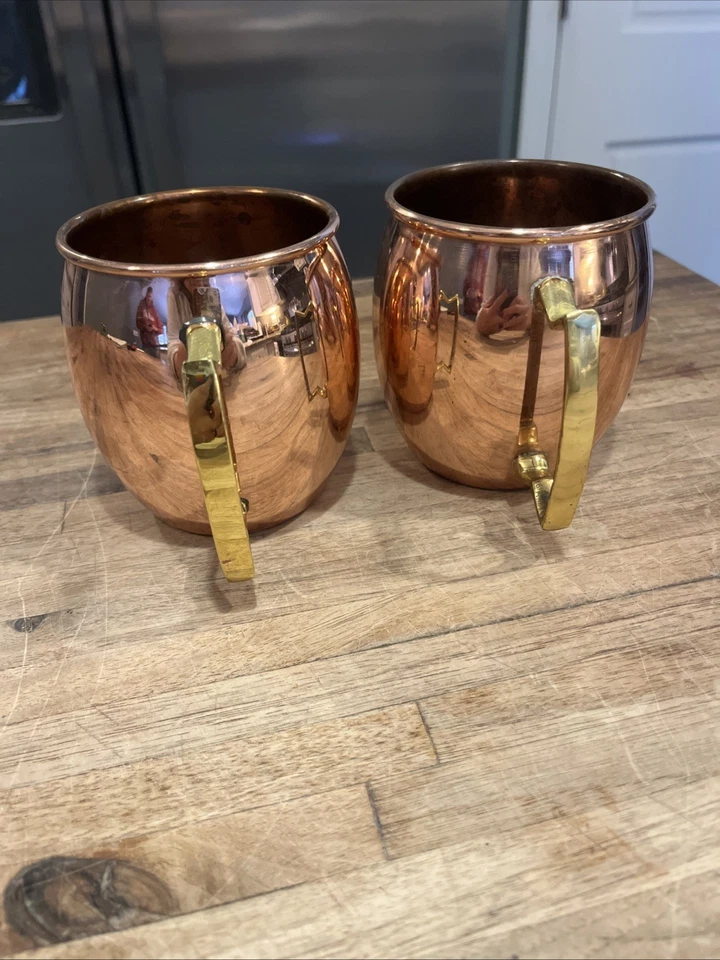 Винтажный A29 100% твердого меди Москва мул кружка чашка набор из 2 латунных ручек - Изображение 3 из 4