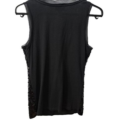 Ann Taylor Loft Damen schwarz Pailletten ärmellos U-Ausschnitt Tank Top Größe Medium - Bild 2 von 6