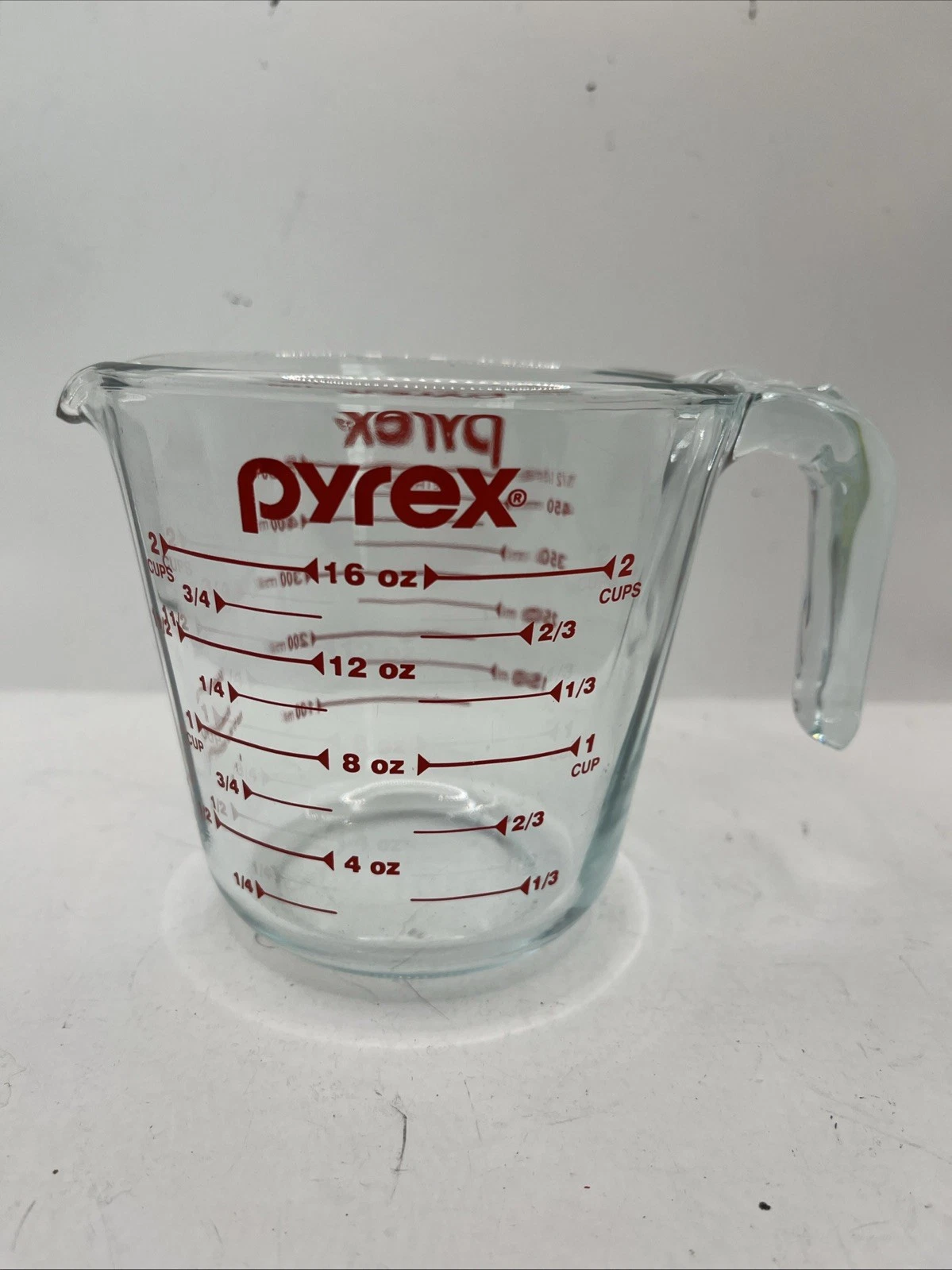 PYREX Measuring 2 Cup Glass 16oz RED Lettering USA Corning NY