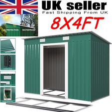 8 x 4ft Metal Garden Shed Large Outdoor Garden Tool Storage House WITH FREE BASE