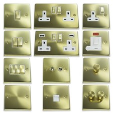 Satin Brushed Brass Light Switches & Plug Sockets - Sleek Modern Finish