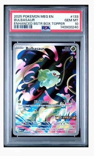 Bulbasaur Mega Evolution Stamped Promo 133/132 PSA 10 2025 Pokemon ME Box Topper