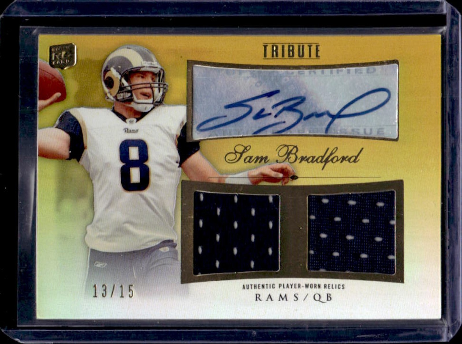 Sam Bradford Topps Tribute Dual Relics Autograph #ADRSB Gold