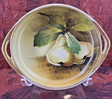 Vintage Elite Nippon Porcelain Hand Painted Pears Oval 2 Handle Decorative Bowl