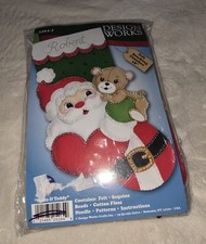 Design Works 5264 Felt Stocking Applique Kit - Santa  Teddy Bear - 18"