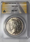 1927 D Peace Silver Dollar $1 - ANACS AU 50