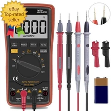 Auto Ranging Digital Multimeter TRMS 6000 with Battery Alligator Clips Test Lead