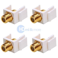 4x F-type Keystone Jack Modular F Type White Gold Plated White Jack