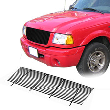 Fits 1998-2000 Ford Ranger Black Main Upper Billet Grille Grill Insert Aluminum
