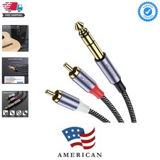 1/4" to RCA Audio Cable, Quarter inch TRS to RCA Audio Cable 6.35mm Stereo Ja...