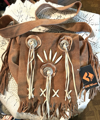 Vintage 3B West Fringe Leather Suede Western Purse