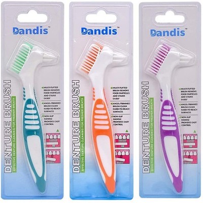 3 Pack Denture Cleaning Brush Set Hard Denture Toothbrush Portable Denture To...