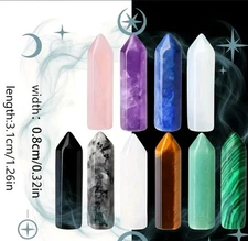 10 Natural Stone Pointed Hexagonal Columns Healing Crystals for Meditation Home
