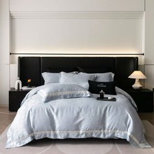 Lyocell Cotton Duvet Cover Set 4 Piece Queen Sateen Luxury Bedding Soft