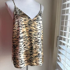 NEW $176 Cami NYC Olivia Cami Tank Top Animal Print Silk M