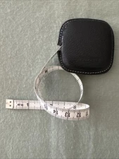 MINT Vintage Coach Black Leather Mini Retractable Tape Measure 60" / 150 mm