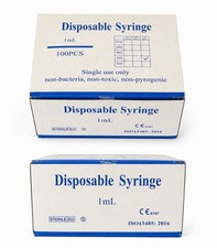 Syringes 100-Pack, Individually wrapped, sterile and disposable.