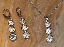 925 Sterling Silber ,Schmuckset Ohrringe und Collier 925, Zirkonia