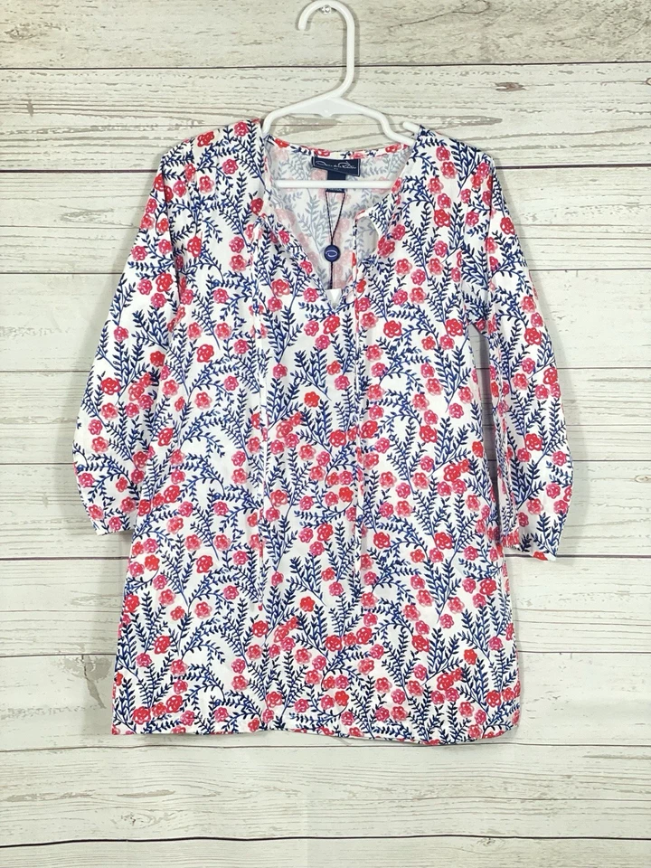 NWT Oscar De La Renta Pink & Navy Floral Long Sleeve Dress Girls Size 6 - Image 2 of 4