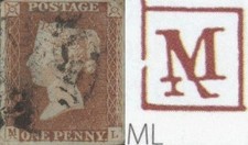 SG 8 1d red-brown plate 21 ML with CORRECTED CHECK LETTER M over K SCARCE