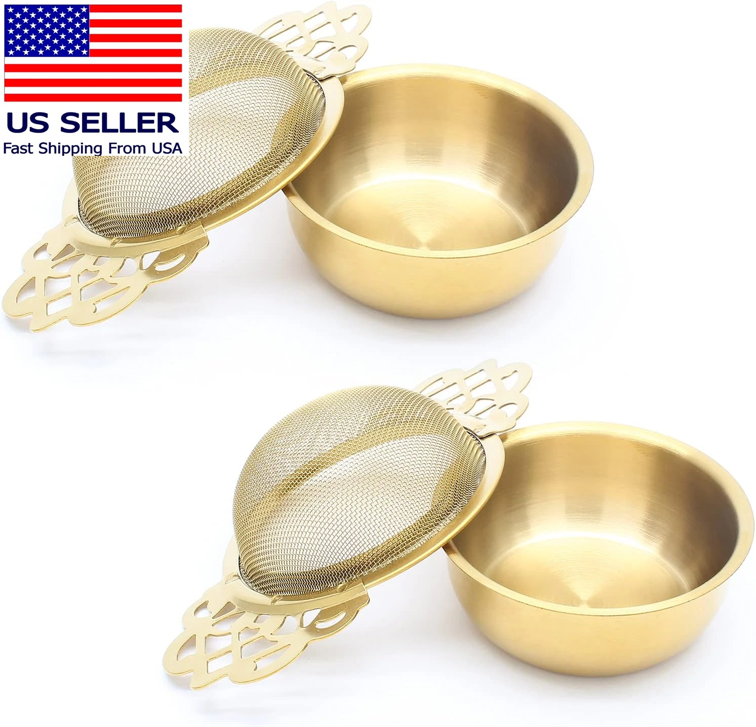 2 Pack Tea Strainer Bowl, Stainless Steel Loose Leaf Tea Filter for 2.5-4 Inch C