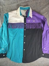 1849 Authentic Ranchwear XL Fringe Shirt Rodeo Cowboy Native American Turtle