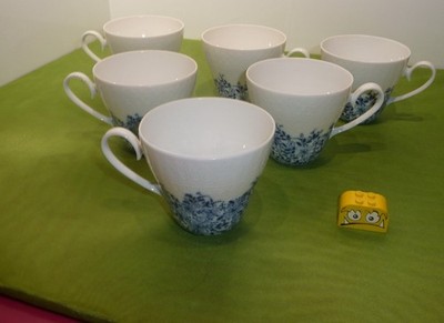 Rosenthal  Benares '' weiß blaues Muster  ''  6  Kaffeetassen Vintage