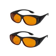 2pc OD5+ 190-490nm Laser Safety Glasses 405-450nm Violet/Blue Protection Goggles