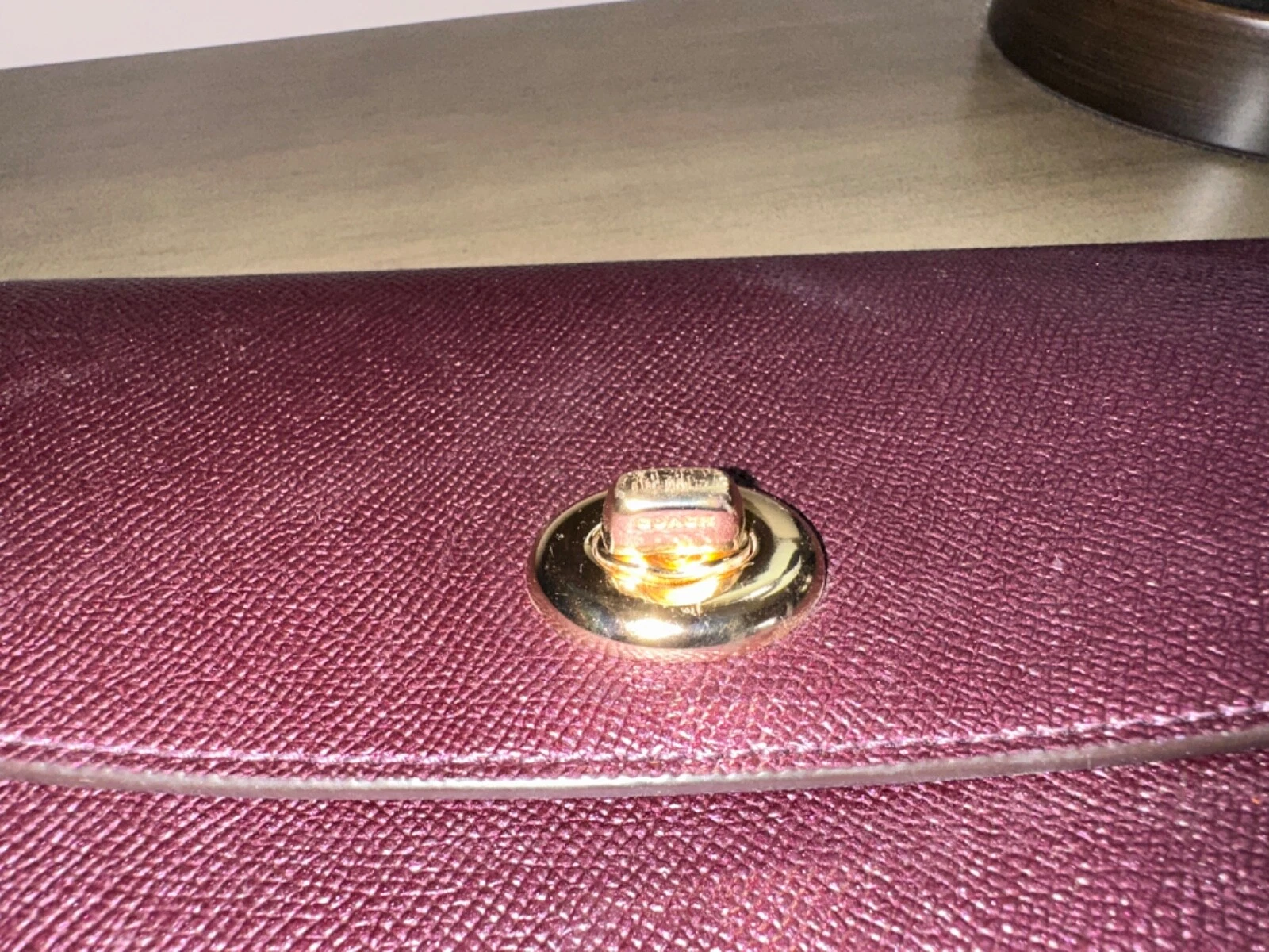 COACH Crossgrain Pelle Catena Tracolla Pochette Polso Met. Lampone F22828