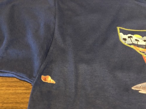 Camiseta Grande Azul Vintage Tiburones y Veleros Escena de Playa de Puerto Rico - Imagen 6 de 9