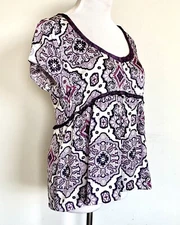 Odd Molly free floating blouse Lilac Purple White Size 2 Price $45
