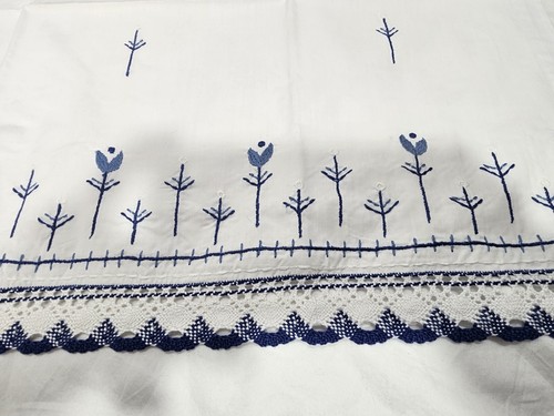 Tulpenzeit Blume maßgeschneiderte Tiervorhänge 60""x24""/Paar primitiv weiß blau Neu in Verpackung - Bild 2 von 5