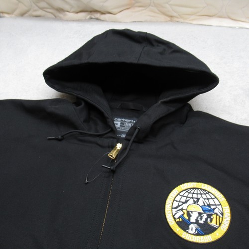 Carhartt Jacket Mens 2XL Black Loose Duck Canvas Thermal Lined Logo Hooded NEW - Picture 10 of 19