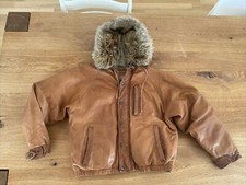 POLO Ralph Lauren Daunenjacke - Leder - Koyotenfell - 1990 - Vintage - Gr. M