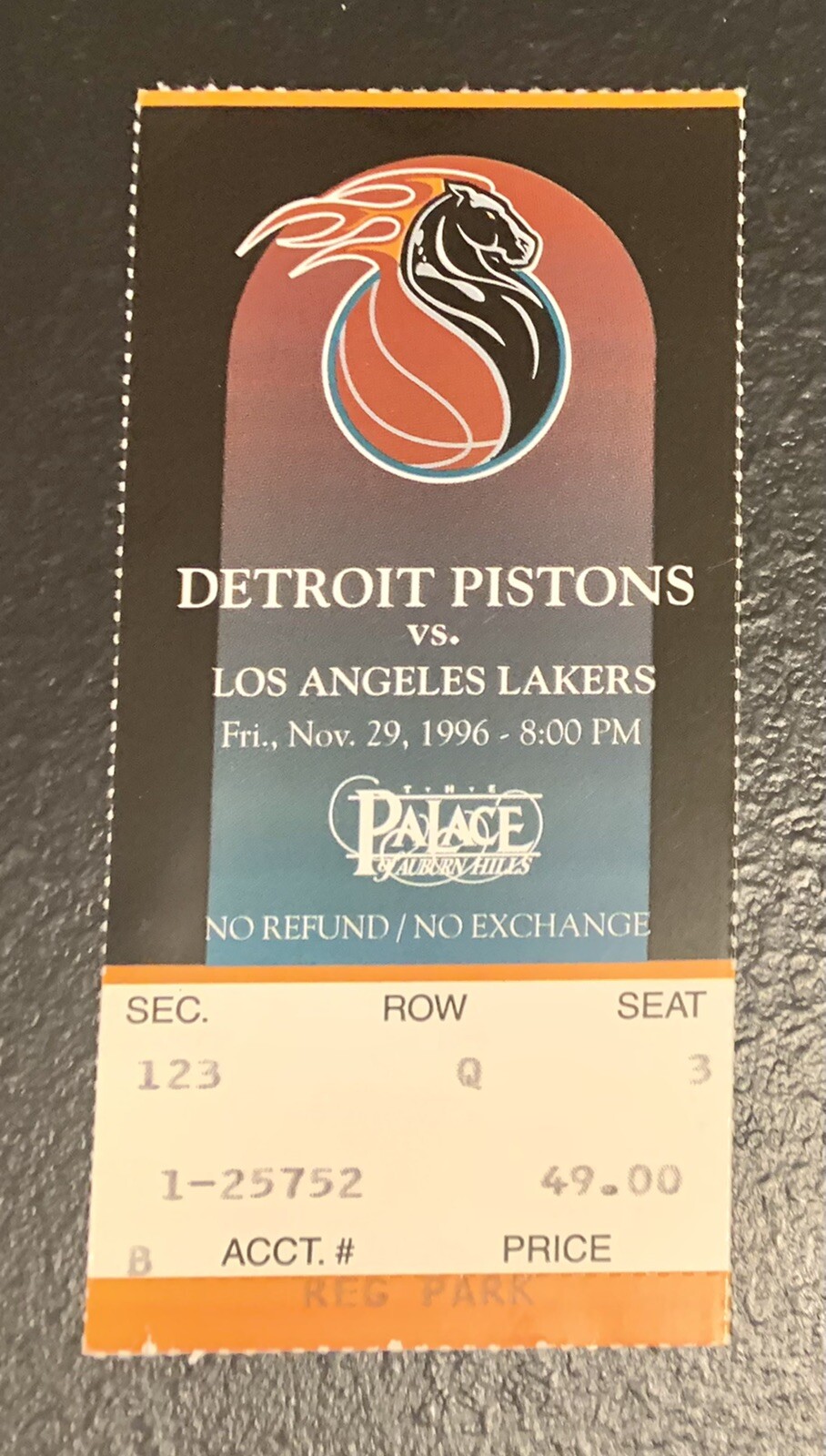 1996 DETROIT PISTONS TICKET KOBE BRYANT ROOKIE 14th CAREER GAME 11