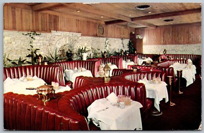 Hollywood California 1955 Postcard The Plymouth Houe Main Dining Room