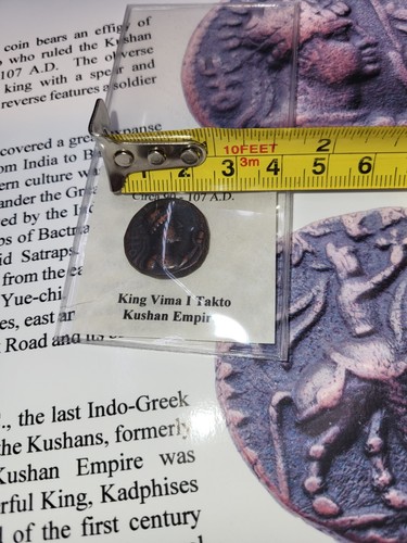 North India Kushan Empire Bronze Coin 90-107 AD King Vima Takto -Certified Rare - Picture 5 of 7