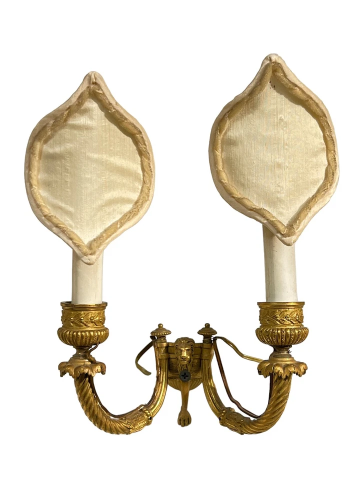 Par de apliques ingleses georgianos del siglo XVIII Jorge III de bronce dorado Foto 3 de 4