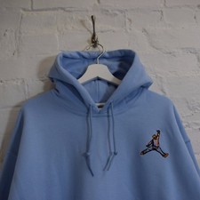 Image of Biggie x Jordan Mic Slam Dunk Hip Hop Notorious BIG Light Blue Hooded Sweatshirt