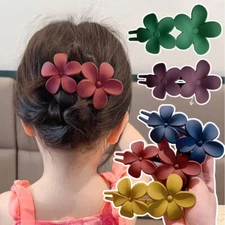 Double Flowers Acrylic Duckbill Clip Matte Big Hair Clip Large Size Hair Claw US