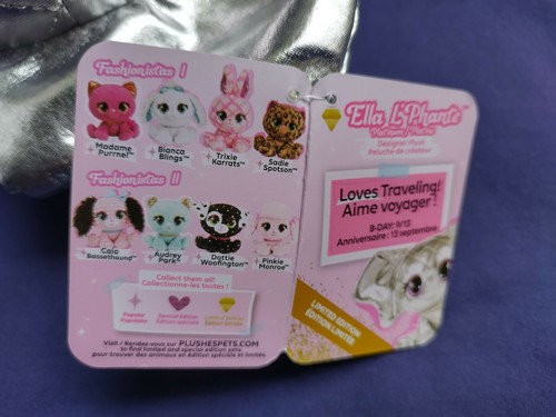 Gund P.Lushes Pets Vera Von Cord and Ella L'Phante 8" plushes (Lot of 2) - Picture 7 of 8
