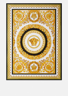 VERSACE CRETE DE FLEUR BEACH TOWEL IN PRINT (GOLD, BLACK, AND WHITE)
