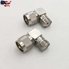 2 Pack UHF Male to Female Right Angle Elbow RF Adapter Connector PL-259 SO-239