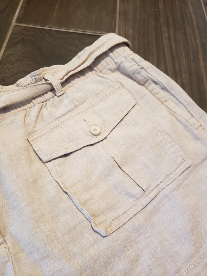 Ann Taylor The Loft Women's Safari Linen Cotton Shorts Size Xlarge Tan Pockets  - Image 2 of 4