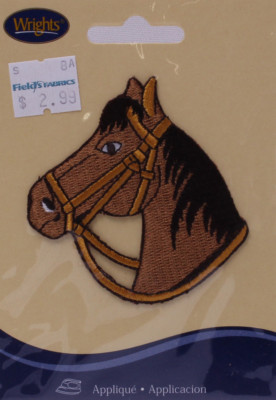 Wrights Horse Head Iron On Applique Brown Badge Equestrian Riding M211.10