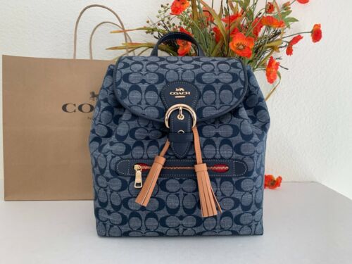 NWT Coach C8162 Kleo Backpack In Signature Chambray 