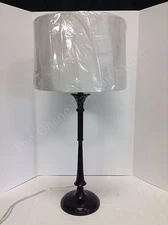 Frontgate Grandinroad Tall Black Table Lamp Light Fixture White Shade Bedside