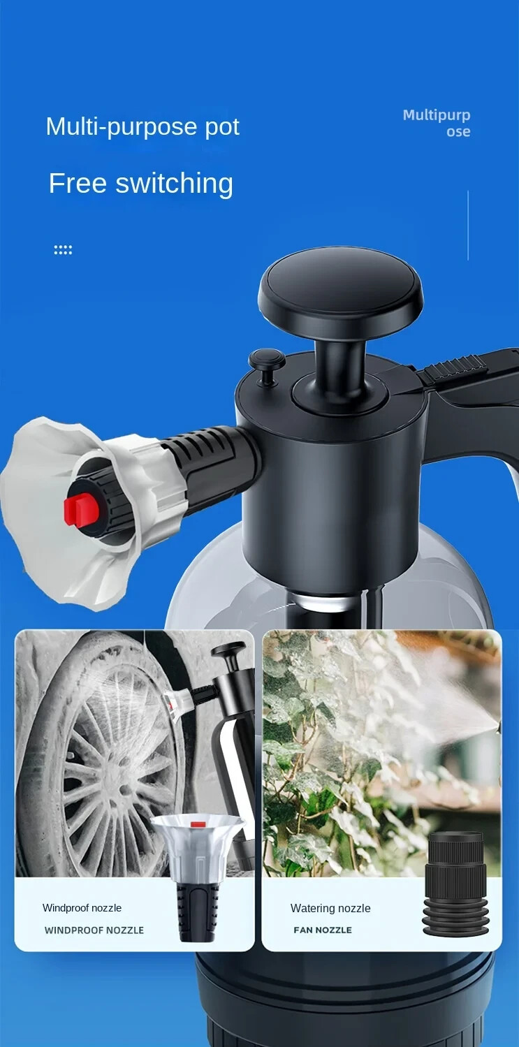 Spruzzatore Schiuma 2l 3 Ugelli Pulizia Auto Lavaggio Finestrini Canne Pneumati - Miniatura 13