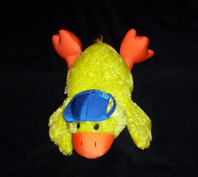 21" MOSHI Yellow Furry Fur Duck Blue Hat Cap Microbead Stuffed Animal