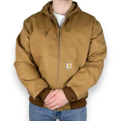 Vintage Carhartt J131 BRN Active Hooded Chore Jacket, Tan
